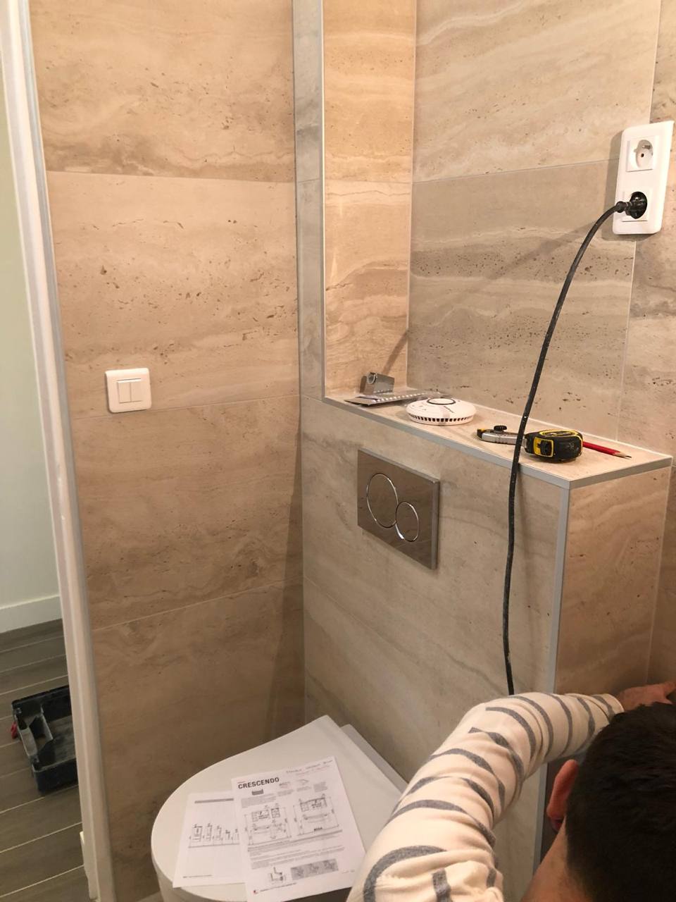 WC avec pose d'une installation sanitaire